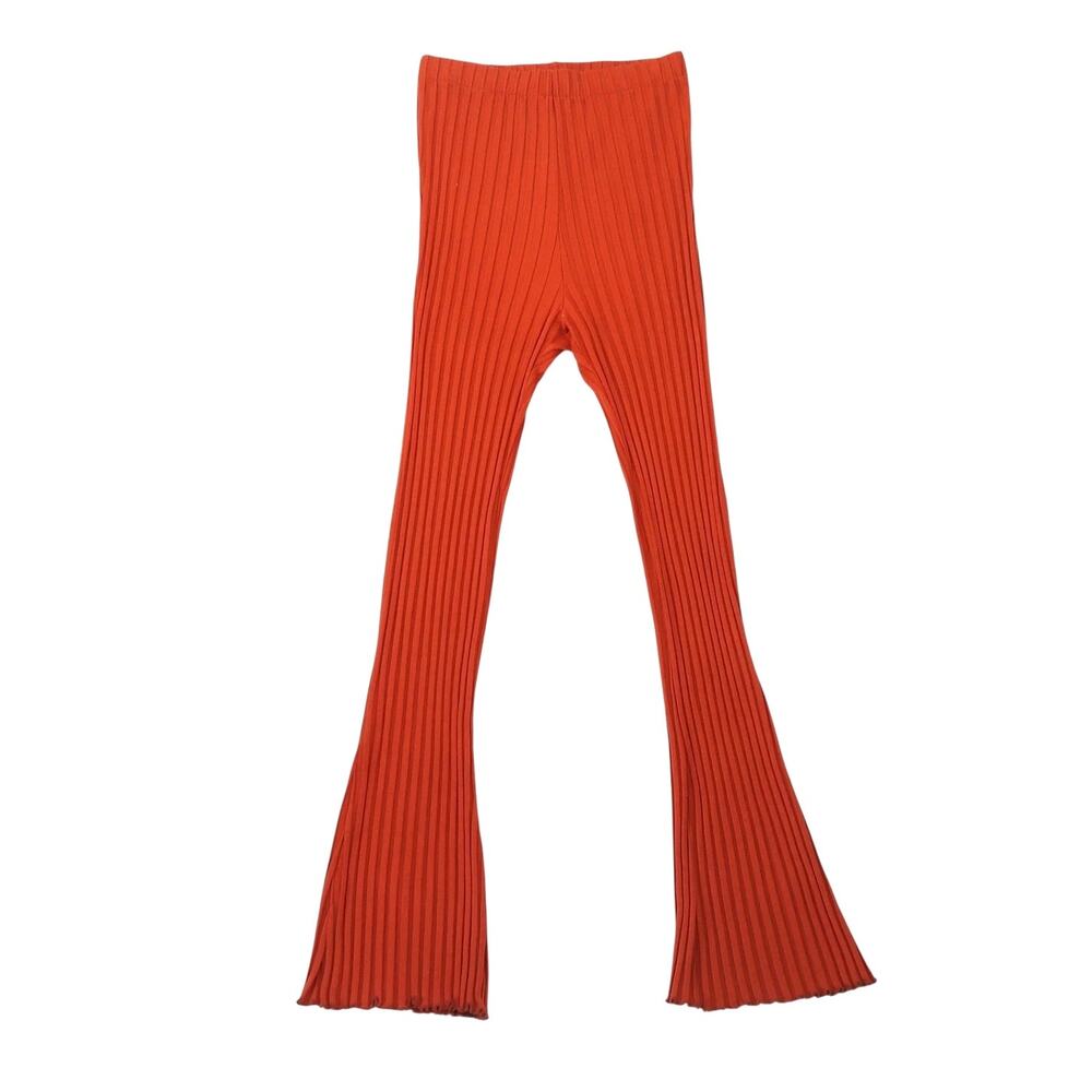 Simon Miller Rib Orange High Rise Ribbed Knit Flare Legging Pants M